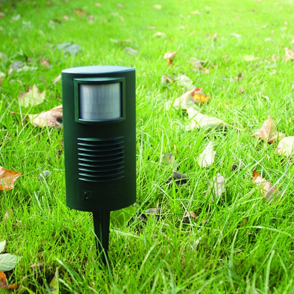 Cat Watch Ultrasonic Deterrent on lawn