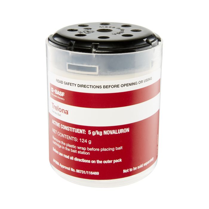 Red and white container with black lid on a white background