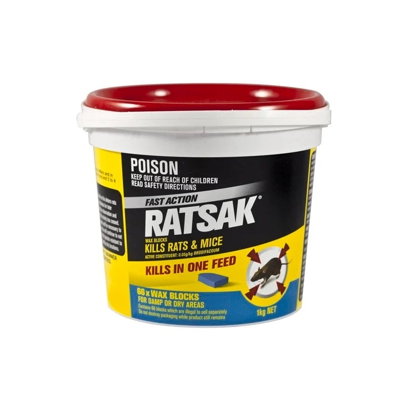 RATSAK Fast Action Wax Blocks 1kg - 66 Blocks | BUY ONLINE – Easy Pest ...